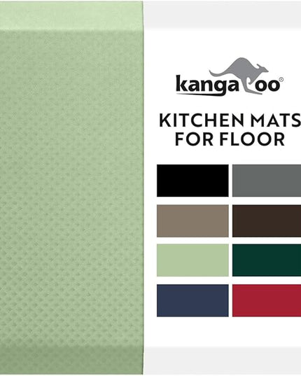 KANGAROO Thick Ergonomic Anti Fatigue Mats for Kitchen Floor, Cushioned Standing Office Desk Mat, Waterproof Scratch Resistant Topside, Supportive All Day Comfort Padded Foam Rugs, 17x24, Sage Green