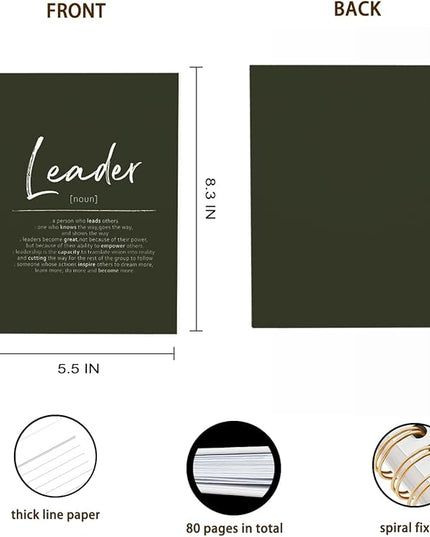 OXW Leadership Gifts Notebook Journal, Leader Gifts for Women Men, Office Notebook for Work, Thank You Gifts for Leader Mentor Boss Supervisor, Olive Green Spiral Notebook 5.5 x 8.3