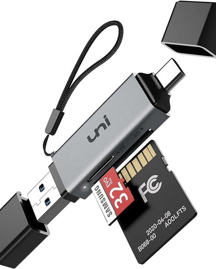 uni SD Card Reader, High-Speed USB C to Micro SD Card Adapter USB 3.0 Dual Slots, Memory Card Reader for SD/Micro SD/SDHC/SDXC/MMC, Compatible with MacBook Pro/Air, Chromebook, Android Galaxy