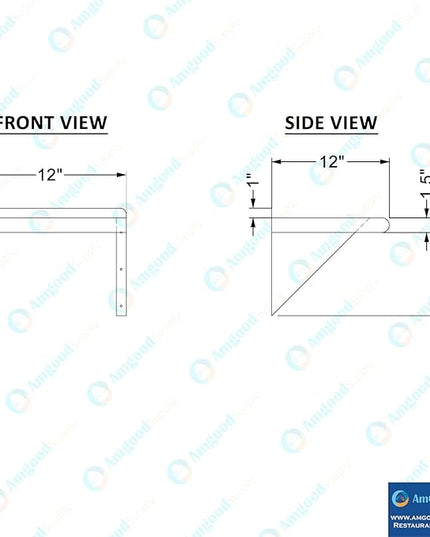 AmGood 12 in. x 12 in. Stainless Steel Wal Mount Shelf. Commercial/Home. Kitchen, Restaurant, Garage, Laundry, Utility Room. NSF