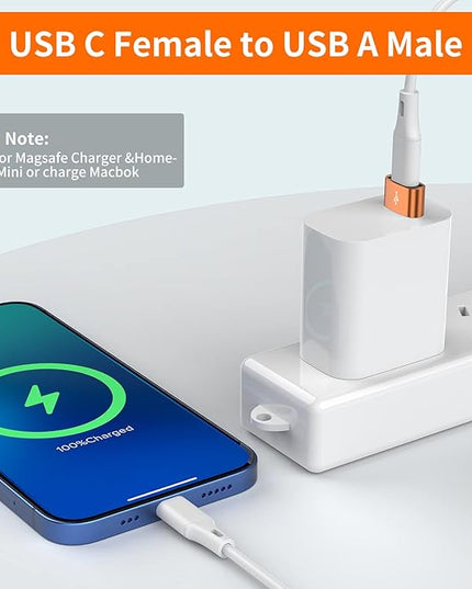 JXMOX USB C Female to USB Male Adapter 4-Pack,Type C to USB A Charger Cable Adapter for iPhone 11 12 13 14 15 16 Pro Max Plus,Samsung Galaxy S24 S23 S22 Ultra,Google Pixel 5 4 3 2,iPad Air 4 5 Mini 6