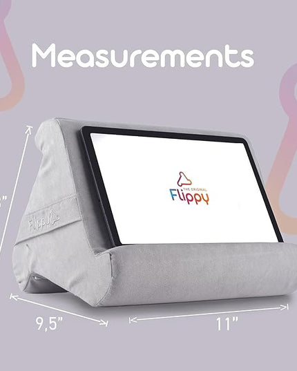 Flippy Original Tablet Pillow Stand & iPad Holder, Gift for Book Lovers & Readers, Multi-Angle Stand with Storage for Lap, Desk & Bed, Compatible with Kindle, Fire, iPad & Samsung, Greyster