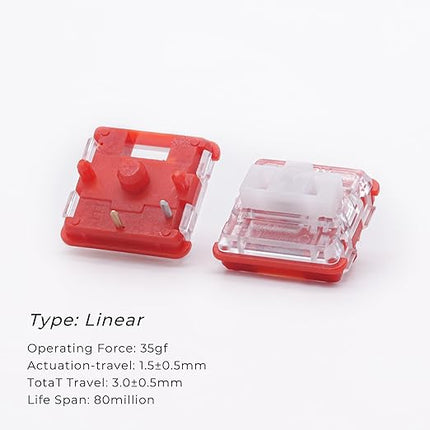 Kailh PG1350 Choc V1 70PCS Mechanical Keyboard Switch kailh Low Profile switches Chocolate Mechanical Keyboard Switch RGB SMD 5-Pin Kailh Switches (Red Pro-70Pcs)