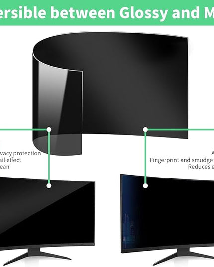 DEJIMAX 32 Inch Curved Computer Privacy Screen Filter for 16:9 Widescreen Computer Monitor Computer Screen Protector Computer Screen Privacy Shield Anti Glare and Blue Light