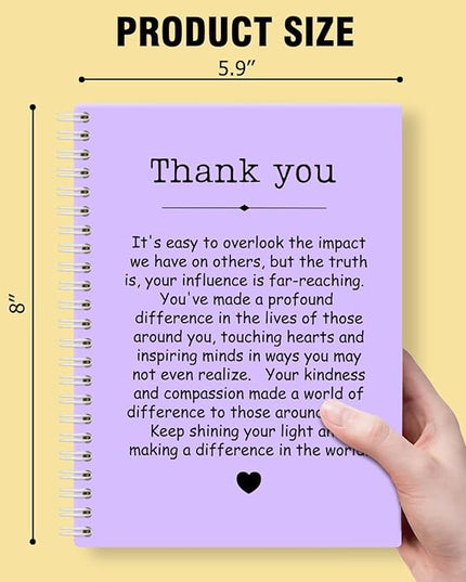 Thank You Purple Hardcover 160 Pages Spiral Notebooks, Funny Thank You Gifts for Women Men Coworkers Leader Mentor, Appreciation Gifts for Employees, Thanksgiving Gifts for Colleagues Leaders