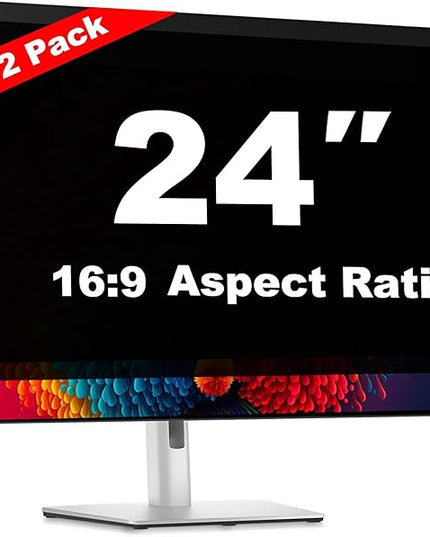 Pozlle 24 Inch Computer Privacy Screen Shield [2 Pack] for 16:9 Widescreen Desktop Monitor - Anti-Glare Blue Light Privacy Filter and Anti Spy Privacy Screen Protector Film