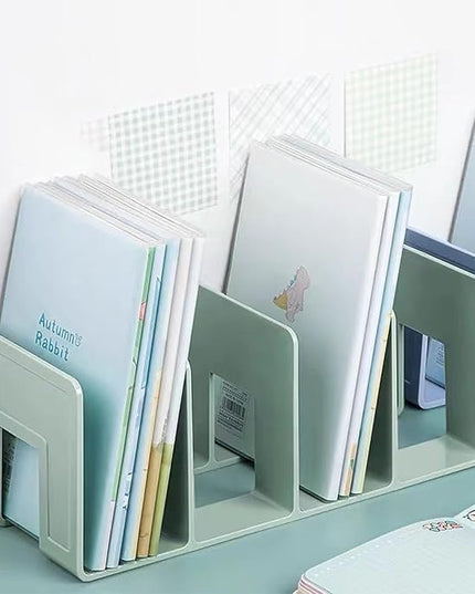 2PCS Acrylic File Organizer for Desk, Desktop Document/Mail Organizer, 4 Compartments Plastics Invisible Bookshelf Floating (12.5" x 5.7" x 5", Purple)