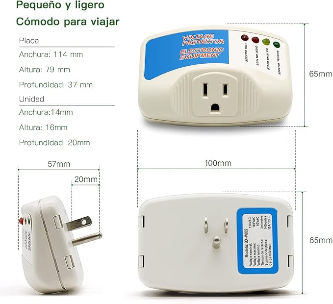 BSEED Surge Protector Home Appliance,Single Outlet Power Voltage Protector,Voltage Brownout Outlet Surge Refrigerator 1440 Watts,Voltage Brownout Plug Outlet, 1875W, 125V, 15A(1 Pack)