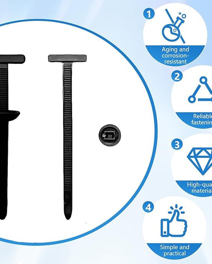 50pcs Nylon Universal Cable Tie Buckles, New Multifunctional Nylon Zip Ties With Pin & Button Design Plastic Cable Ties Tool Fasteners Car Body UV Resistant Zipties for Car Daily Repair