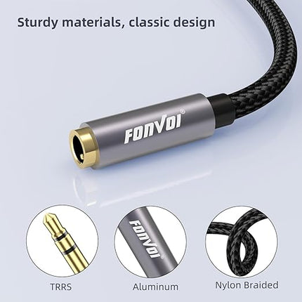 FONVOi 20FT 3.5mm Aux Jack Audio Extension Cable,Male to Female,TRS Headphone Extension Cable Compatible with Heaphone, MP3 Players iPhone iPad Tablets Media Player