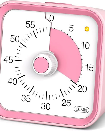 InfPokid Visual Timer for Kids with Pause Function, 60 Minute Countdown Timer for Kids Desk Study, Teaching, Kitchen Cooking, Office Meetings, Time Management for ADHD (Pink)