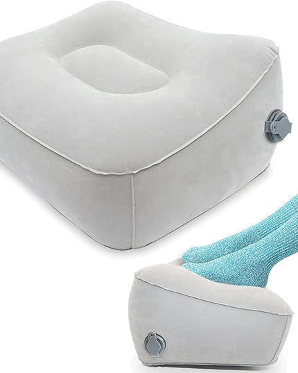 Inflatable Foot Rest, Carseat Inflatable Foot Rest Pillow, Airplanes Inflatable Foot Rest Cars, Travel Footrest Pillow for Home Office,Trains (Grey, 14.5" L×11.8" W×7.9”H)