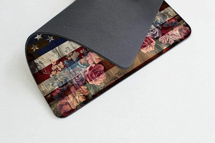 Square Mouse Pad Majestic Deer Wreath and National Flag-8,Gaming Mouse Pads for Desk,Soft Computer Waterproof Non-Slip Mouse Mat