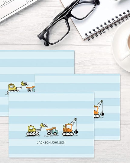 Current Trucks Personalized Note Cards - 24 Cards with White Envelopes, 4¼ x 5½ Inch Size, Blank Stationery, Add Names or Text, For Thank You Notes, Invitations, & Announcements