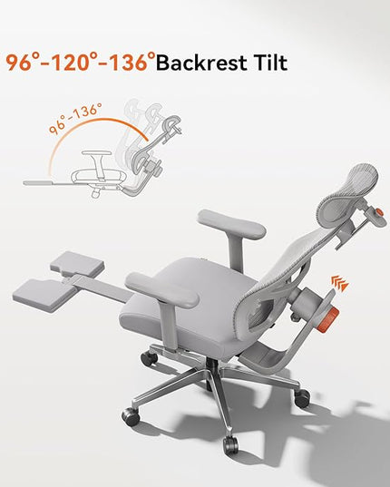 Newtral Ergonomic Office Chair - Home Office Desk Chair with Adaptive Lumbar Support, with Footrest, 4D Armrest, Adjustable Seat Depth & Height