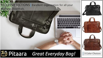 Pitaara Genuine Leather Messenger Laptop Bag For Men And Women, Fits Laptop Size 16"