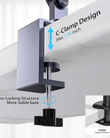 KU XIU Aluminum Alloy Tablet Stand for Desk, Adjustable Foldable Arm Holder Mount Compatible with iPad 10/9th, iPad 13/12.9/11'' Pro Air Mini, Portable Monitor 7-15.6'', Samsung Galaxy Tab S9/FE/A9/S6