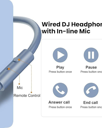OneOdio A70 Bluetooth Over Ear Headphones, Wireless Headphones w/ 72H Playtime, Hi-Res, 3.5mm/6.35mm Wired Audio Jack for Studio Monitor & Mixing DJ Guitar AMP, Computer Laptop PC Tablet - Sky Blue