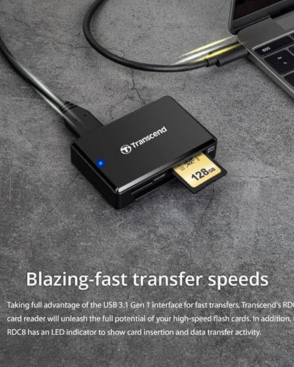 Transcend USB 3.1 Gen 1 Type-C All-in-1 Multi-Card Reader (CF/SD/SDHC/SDXC/microSD)