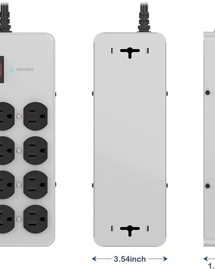 Heavy Duty Power Strip,Industrial Heavy Metal Case Surge Protector,8 AC Outlets,15Amp,2700 Joules,Protected' Indicator,14 Gauge Cord (Grey, 6FT Length)