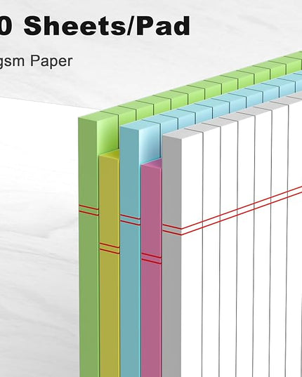 5pcs Small Note Pads 5x8 Notebook College Ruled Legal Pads Color Notepads 5 Pack Study Back Writing Pads 5 x 8 Perforated Narrow Ruled Pads of Paper for School & Office Supplies 30 Sheets/Pack