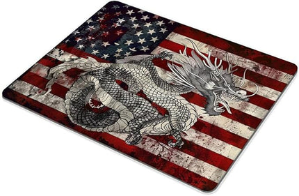 Square Mouse Pad Fierce Mythical Dragon with National Flag-4,Gaming Mouse Pads for Desk,Soft Computer Waterproof Non-Slip Mouse Mat