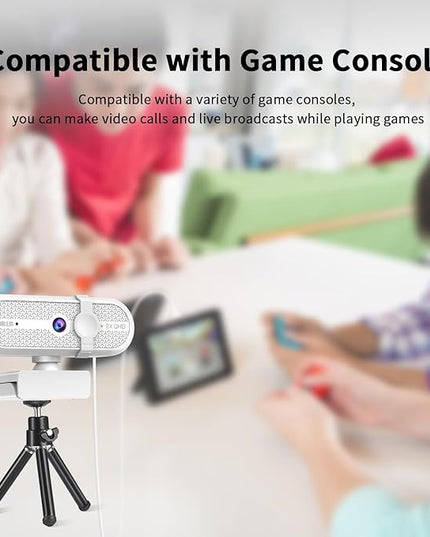 TOALLIN 2K Webcam for Streaming, 5 Million Pixels, Built-in Mic, FOV 90° Webcam with Tripod and Privacy Cover, USB Computer Camera for Laptop, Live-Streaming, Gaming, Video Calls