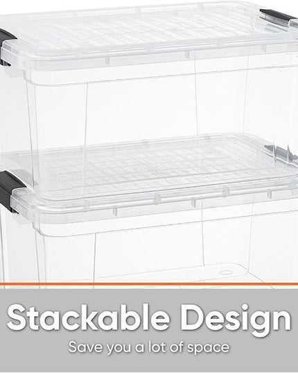 Superio Clear Storage Bins with Lids, Stackable Storage Box with Latches and Handles, Extra Small, 6 Pack 1.75 Quart