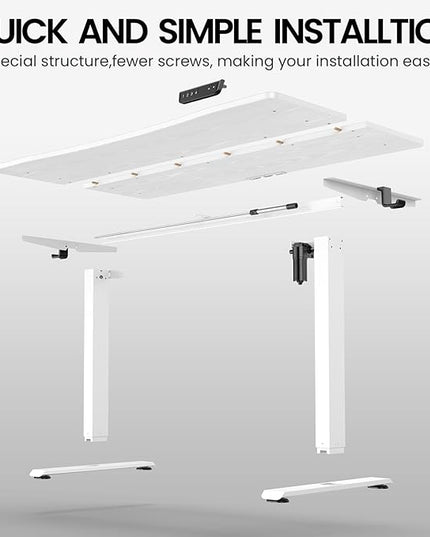 Veken 47.2 x 23.6 Inch Electric Standing Desk with Adjustable Height, Sit to Stand Computer Table for Study, Work or Gaming, Home Office Desk White