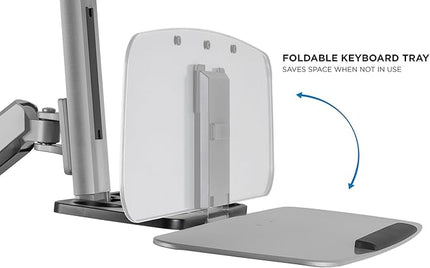 Mount-It! Sit Stand Dual Monitor Wall Mount Workstation & Stand Up Computer Station with Articulating Keyboard Tray Arm and CPU Holder