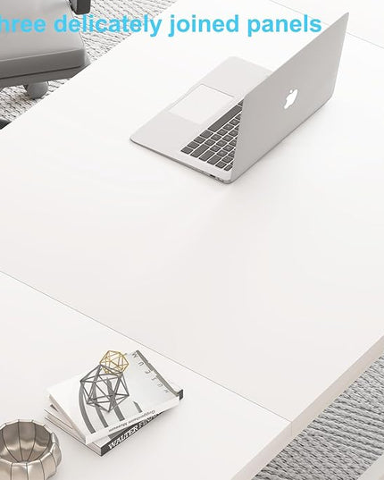HSH 70 Inch Long White Computer Desk, Modern Large Executive Work Writing Study Gaming Desk for Home Office, Industrial Metal Wooden Two Person Desk Dual Monitor Workstation in Bedroom Living Room