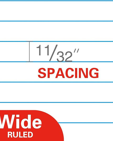 WritePads Loose Leaf Notebook Paper, 8"x10-1/2" Wide Ruled Lined Paper, Bulk Filler Paper, 3 Hole Punched For 3 Ring Binder, 150 Sheets/Pack, 24PK Per Carton, 3600 Sheets, Made In USA
