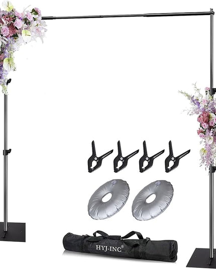 Pipe and Drape Photography Backdrop Stand Kit Adjustable Photo Background Stand 10ft x 6.5ft with Metal Base for Parties Weddings Birthday Party Events Photo booth