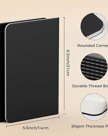 12 Pack College Ruled Notebook Journals Bulk, Lined Paper, 60 Page, 5.5x8.3 inch, A5, Travel Journal Set for Travelers, Students, Church, Office, Writing Diary Subject Notebooks Planner, Black