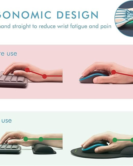 Ergonomic Mouse Pad with Wrist Rest Premium Memory Foam Keyboard and Mouse Wrist Rest Pads Set- for Comfortable Typing &Wrist Pain Relief (Pack of 4)