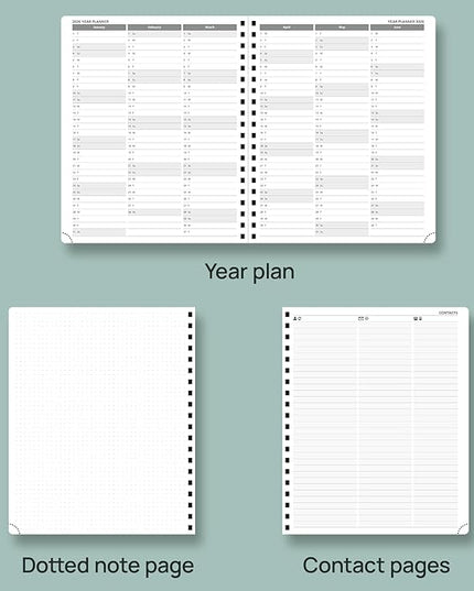 POPRUN Planner 2025-2026 Weekly Planner Notebook (Large 8.5''x 10.5'') Academic Calendar (JUL.25 - JUN.26) Appointment Book with Monthly Tabs, Spiral Soft Cover, Inner Pocket, 100 GSM - Royal Blue