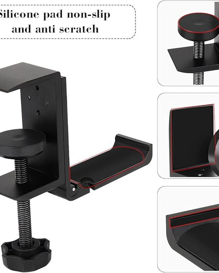 NCHONHONG Headphone Holder Under Desk Hook with Cable Organizer, Foldable Aluminum Headset Mount, Space-Saving Hanger for Most Headphones