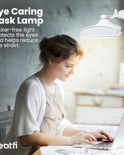 Neatfi Ultra 3,500 Lumen LED Desk Lamp, Color Correlated Temperature, 3 Light Modes, Dimmable, 45W, 26 Inch Wide Metal Shade, 540 SMD LEDs (CCT with Clamp, White)