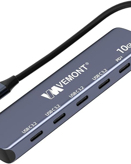 VEMONT 10Gbps USB C Hub - 4 USB-C Data Ports and 100W PD Charging for MacBook, iPhone, iPad, XPS, Surface Pro and More