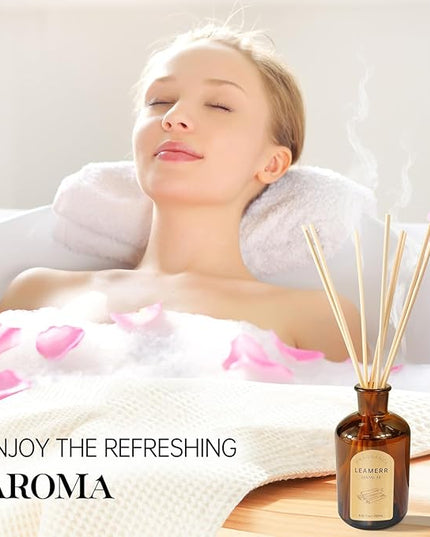 LEAMERR Premium Reed Diffuser Set - 8.8 oz (250 ml) Bedroom Bathroom Living Room Home Fragrance Products SANTAL33 Scent 1 Pack