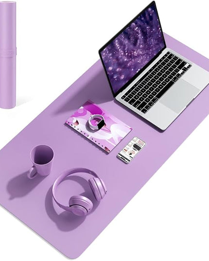 YSAGi Non-Slip Leather Desk Pad, Waterproof Laptop Computer Desk Keyboard Mat, Table Protector Blotter Mat, Large Mouse Pad for Office/Work/Home/Decor(Purple, 31.5" x 15.7")