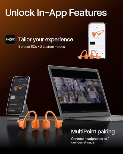 SHOKZ New OpenRun Pro 2- Bone Conduction Headphones, Open-Ear Bluetooth Wireless Sport Earphones for Running, Workouts - Sweat Resistant, Secure Comfortable Fit -Deep Bass, Smart Mic, Reflective Strip