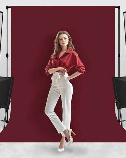 Photo Backdrop Wine Red Background Cloth Professional Photography 5x7ft Seamless Design to Eliminate Wrinkles Wedding Luxury Theme Decoration Art Exhibition Gallery Display