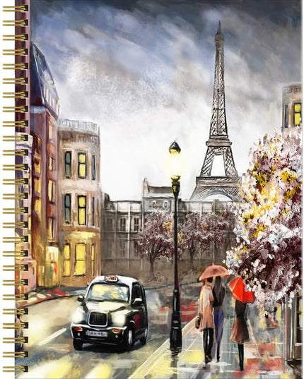 Spiral Journal Notebook for Women,A5 College Ruled Notebooks 6"x 8.4", 120 Pages (60 Sheets) Lined Journal with Premium Thick Paper,Perfect for School Office Home(Street in Paris)