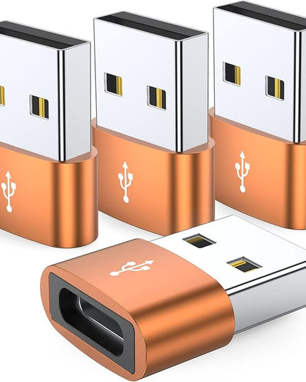 JXMOX USB C Female to USB Male Adapter 4-Pack,Type C to USB A Charger Cable Adapter for iPhone 11 12 13 14 15 16 Pro Max Plus,Samsung Galaxy S24 S23 S22 Ultra,Google Pixel 5 4 3 2,iPad Air 4 5 Mini 6
