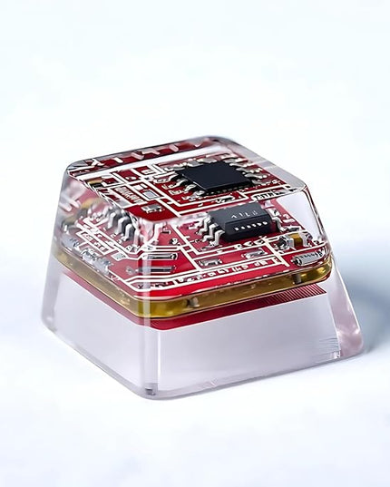 Red Circuit Board Artisan Keycap R1 OEM Profile Custom Keycaps 1U ESC Handmade Gaming Resin Key Cap Cherry MX Switch Compatible Mechanical Keyboard Tech Lover Gift