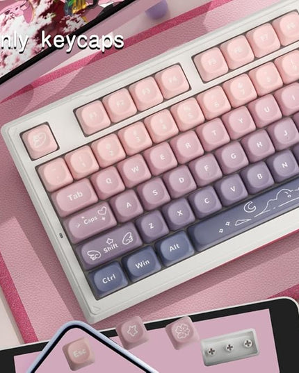 134Keys PBT Keycaps MOA Profile Key Cap for Cherry Gateron MX Switches Mechanical Keyboards Key caps (Taro Purple)