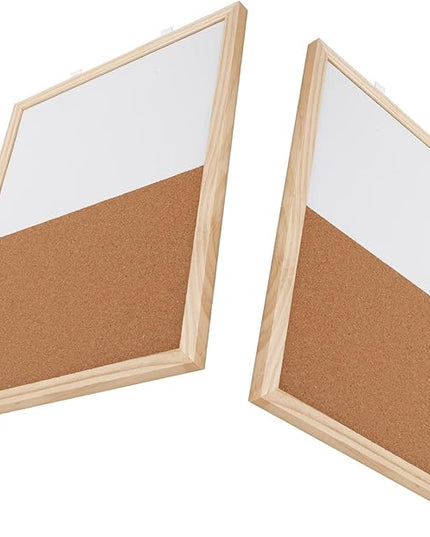 WALFRONT 2PCS Combination Bulletin Corkboard Whiteboard 30x40cm Magnetic Dry Erase Board and Cork Display Board for Home Office School Wall Organization