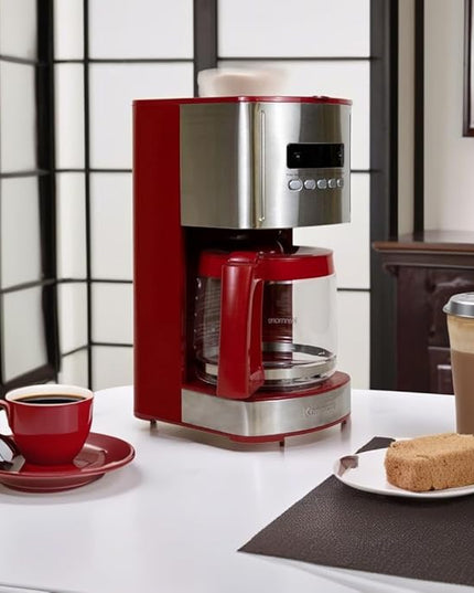 Kenmore Drip Coffee Maker - 12 Cup Programmable Cafe Machine With Glass Pot, Regular & Bold Brew, Auto Shut Off Large Water Reservoir, Reusable Filter, Kitchen Appliances For Cafeteria Barista, Red