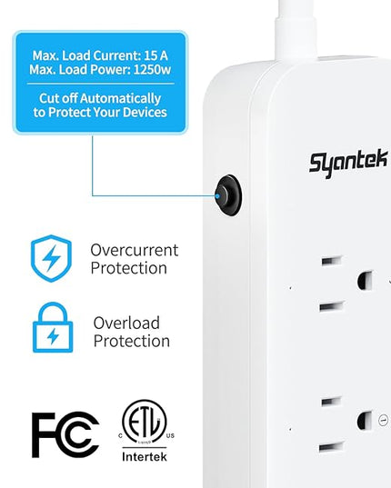 Remote Control Power Strip with 3 USB Surge Protector Power Strip with 3 RF Controlled Outlets, 5ft Extension Cord, 15A/1875W Remote Control Outlet for Household and Workstation Appliances